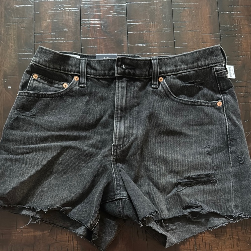 GAP 4" High Rise Stride Shorts black denim NWT